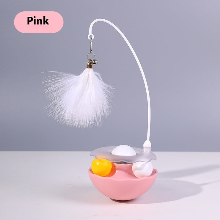 Cat Interactive Toy Funny Tumbler Toy Kitten Exercise Catching Leaky Food Ball Teaser Feather Wand Toys For Cat Accessories Pet Products