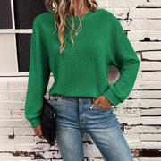 Women's Wear Round Neck Knitted Loose Long Sleeve Pullover Top