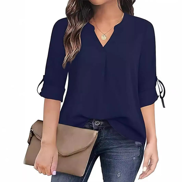 Fashion Personality Ladies V-neck Long Sleeve Shirt