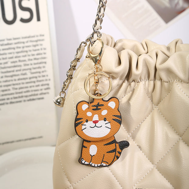 Trending Creative Leather Keychain Pendant Cartoon Doll Ornaments