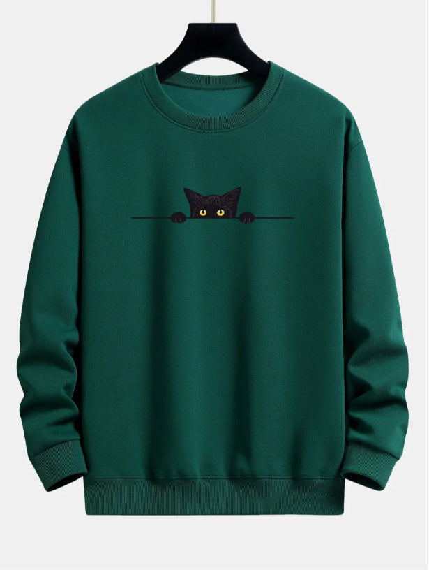 Creative Cat Print Cute Cat Round Neck Sweater